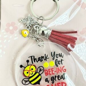 Bee Keychain with Tassel and Charms